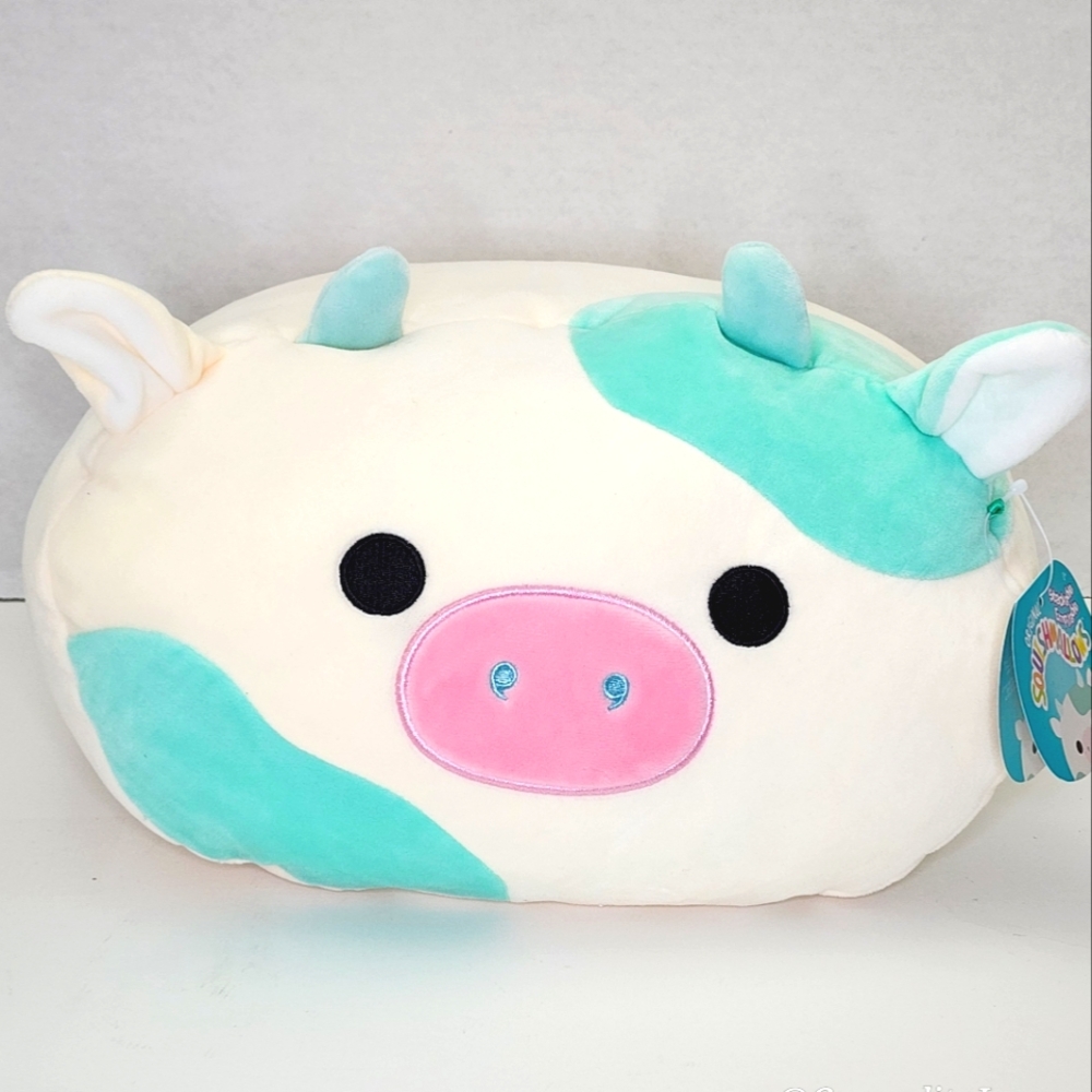 BELANA 🐮 Teal & White Cow Stackable Painter & Artist Original Squishmallow NWT